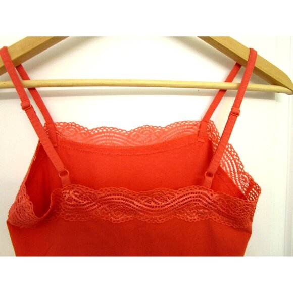 ANN TAYLOR Coral/Pink Camisole - Lace Adjustable Strap - Women XS Cotton Blend - Picture 13 of 14